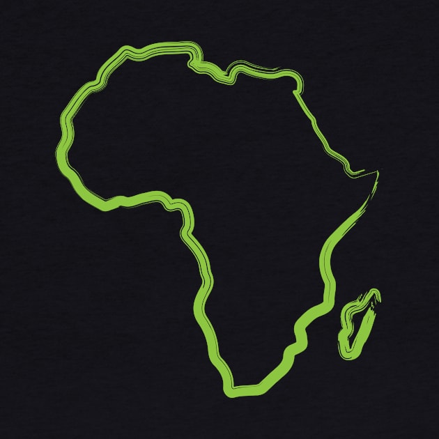 Map of Africa Simple Lime Color Line Art Design Gift Idea by c1337s